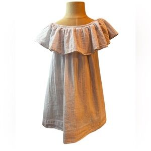 Molo girls cute white top with metallic pinstripe and ruffle collar size 7/8